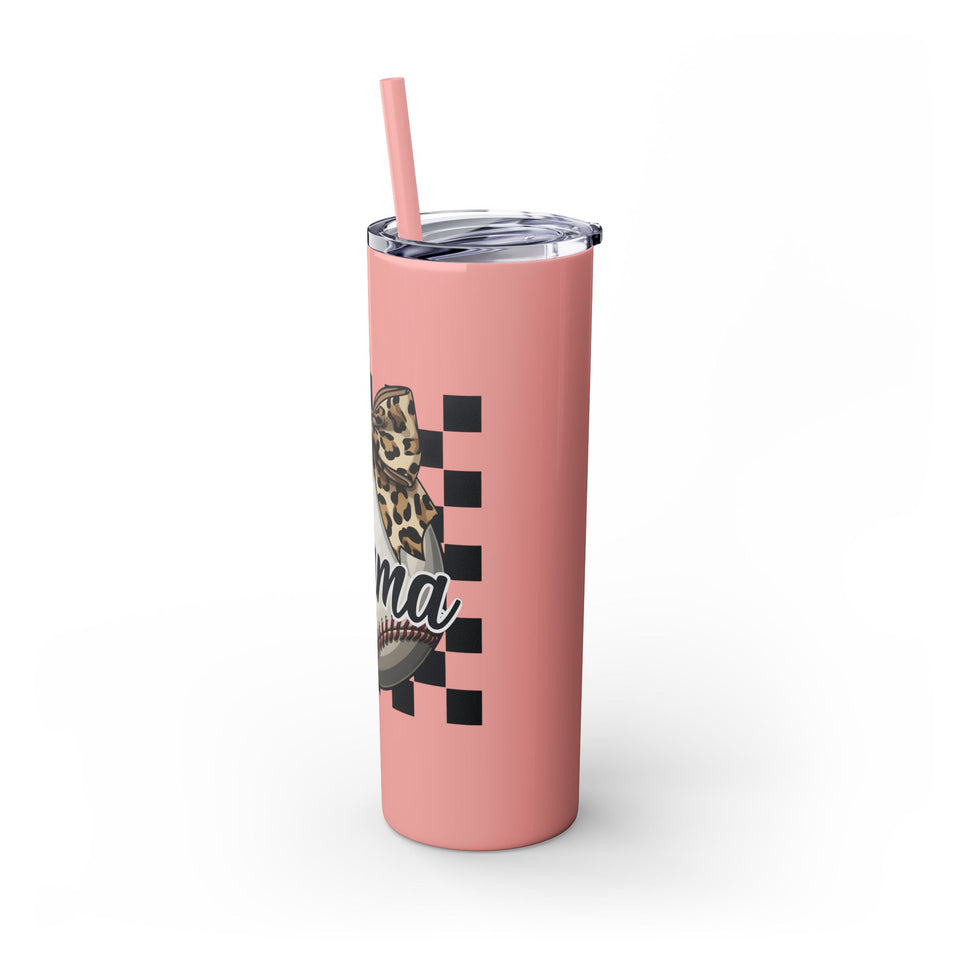 Mama Leopard Print Skinny Tumbler with Straw - 20oz