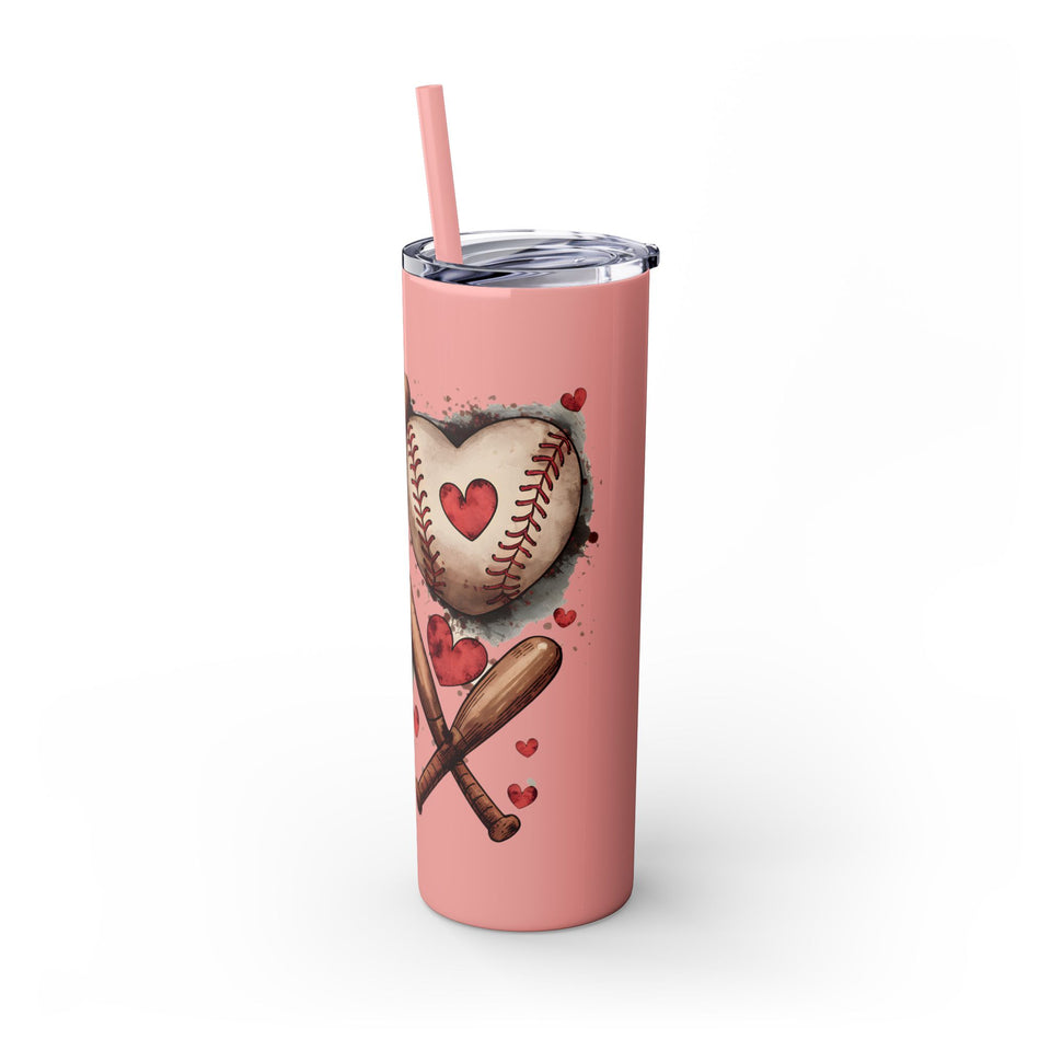 Baseball Love Skinny Tumbler with Straw - 20oz