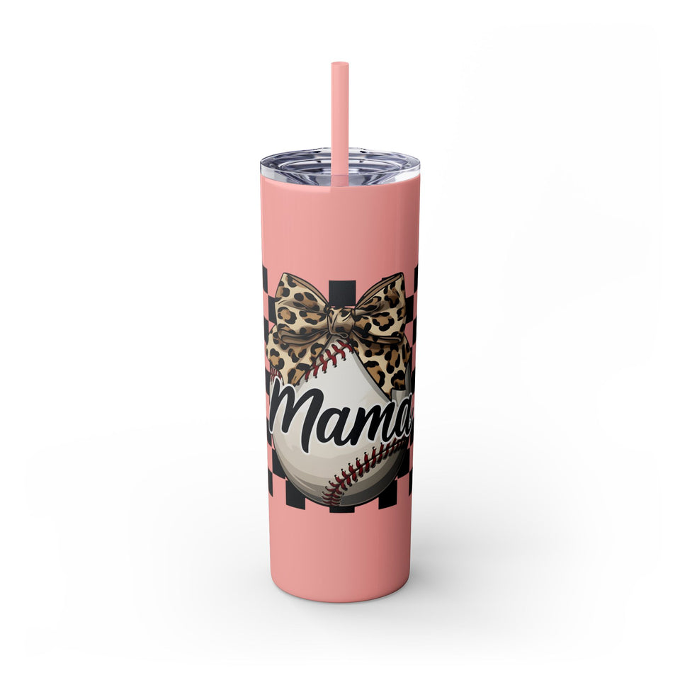 Mama Leopard Print Skinny Tumbler with Straw - 20oz