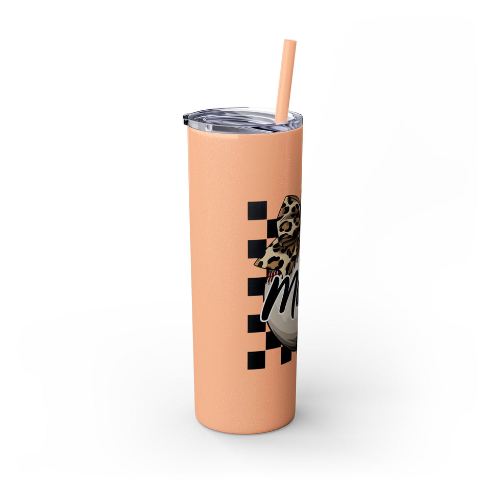 Mama Leopard Print Skinny Tumbler with Straw - 20oz