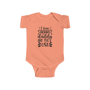 I Love Mommy, Daddy And The USA Infant Fine Jersey Bodysuit