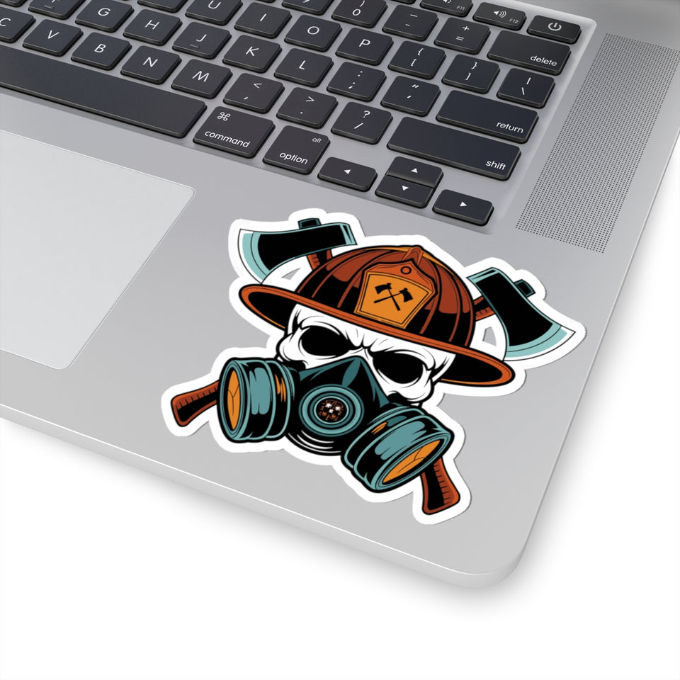 Bold Firefighter Skull Kiss-Cut Stickers - Unique Decals for Outdoor Enthusiasts
