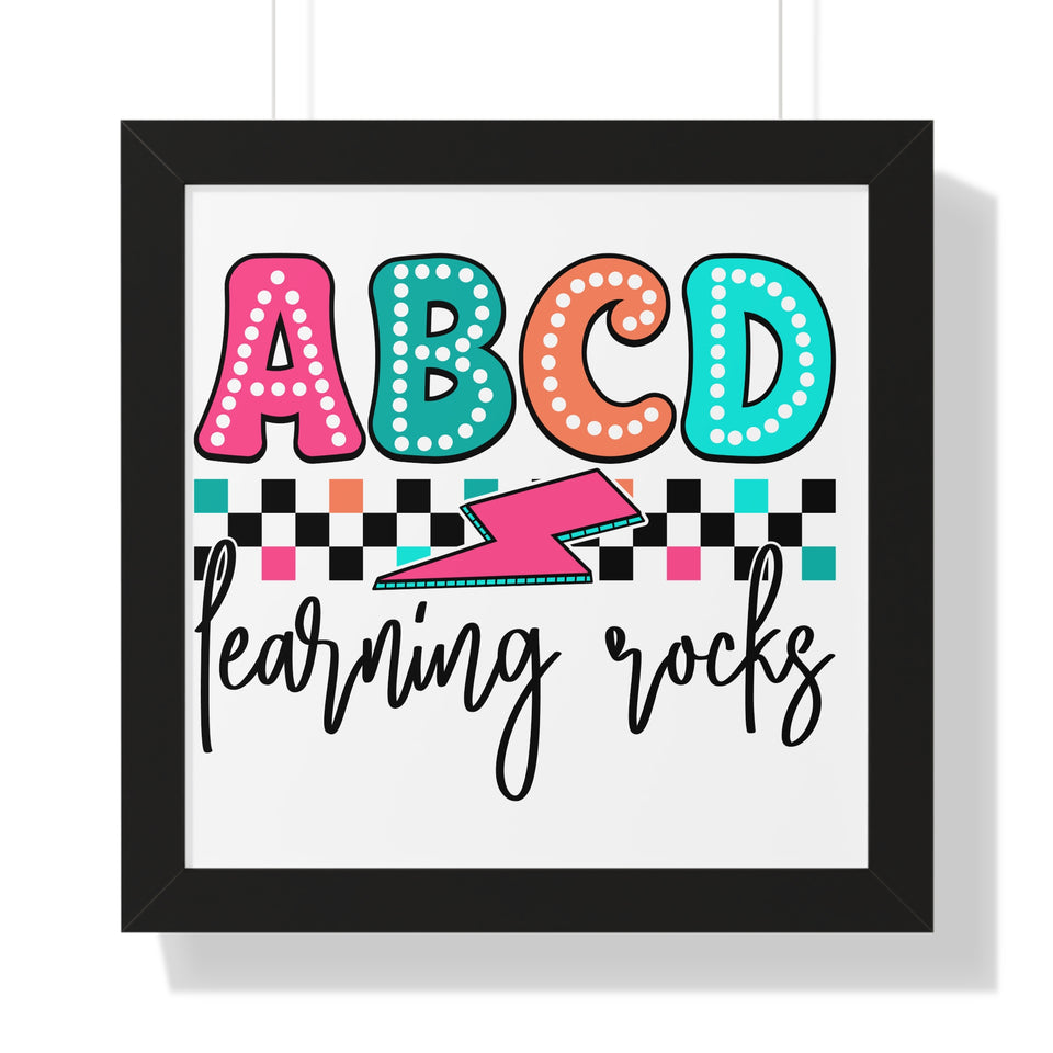 ABCD Learning Rocks Framed Vertical Poster