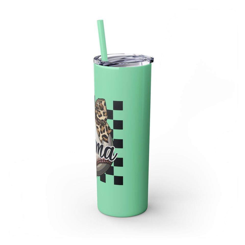 Mama Leopard Print Skinny Tumbler with Straw - 20oz