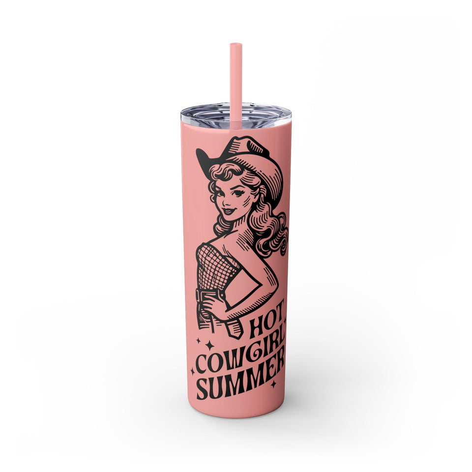 Hot Cowgirl Summer Skinny Tumbler with Straw, 20oz