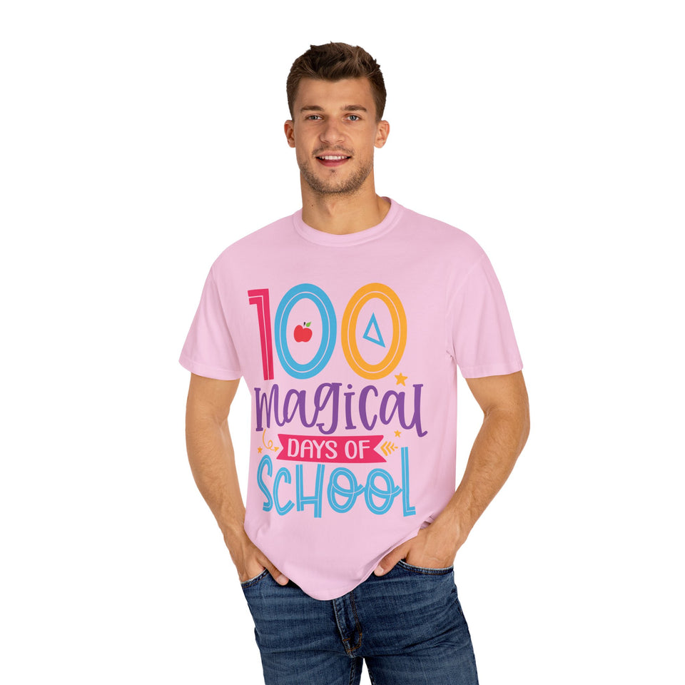 100 Magical Days Of School Unisex Garment-Dyed T-shirt