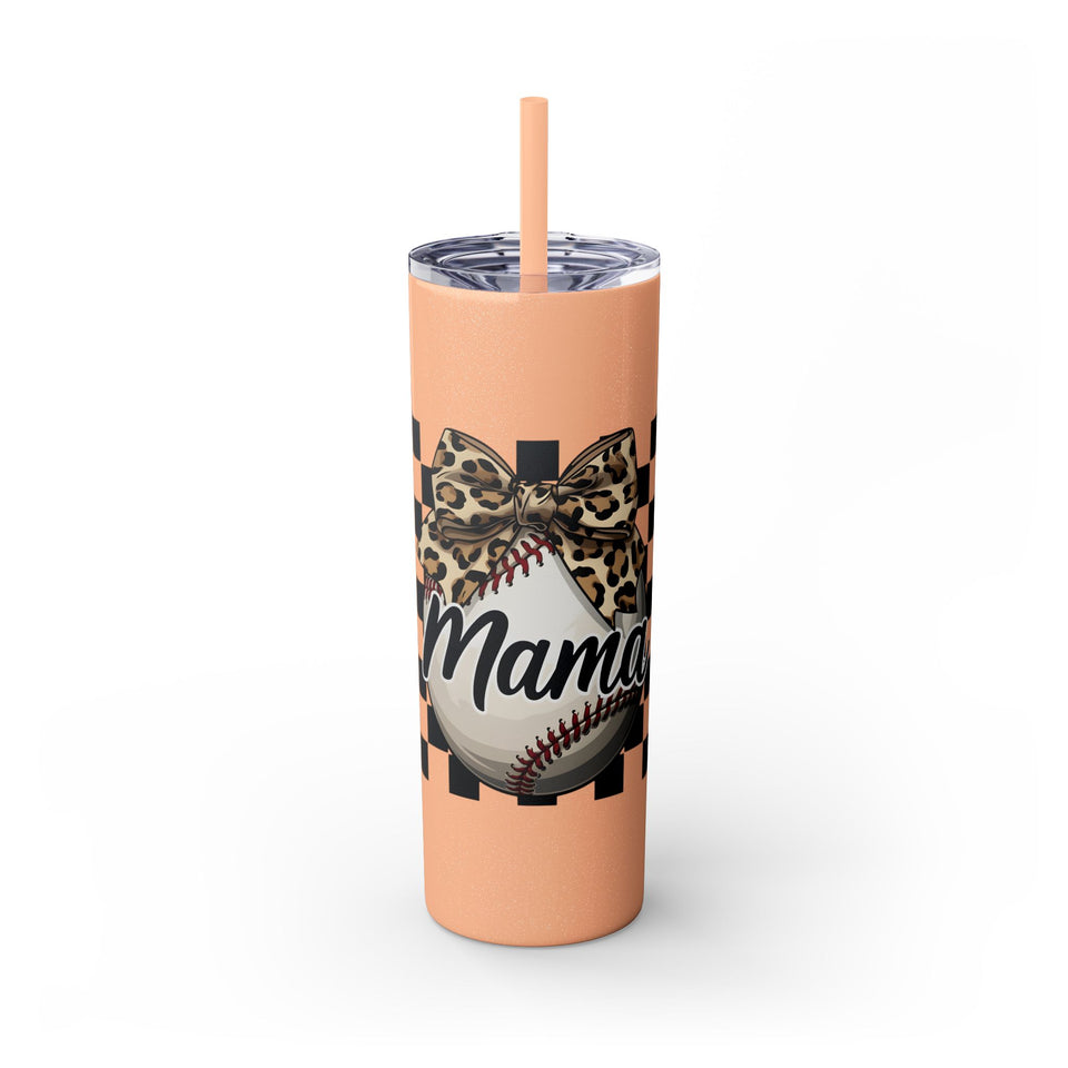 Mama Leopard Print Skinny Tumbler with Straw - 20oz