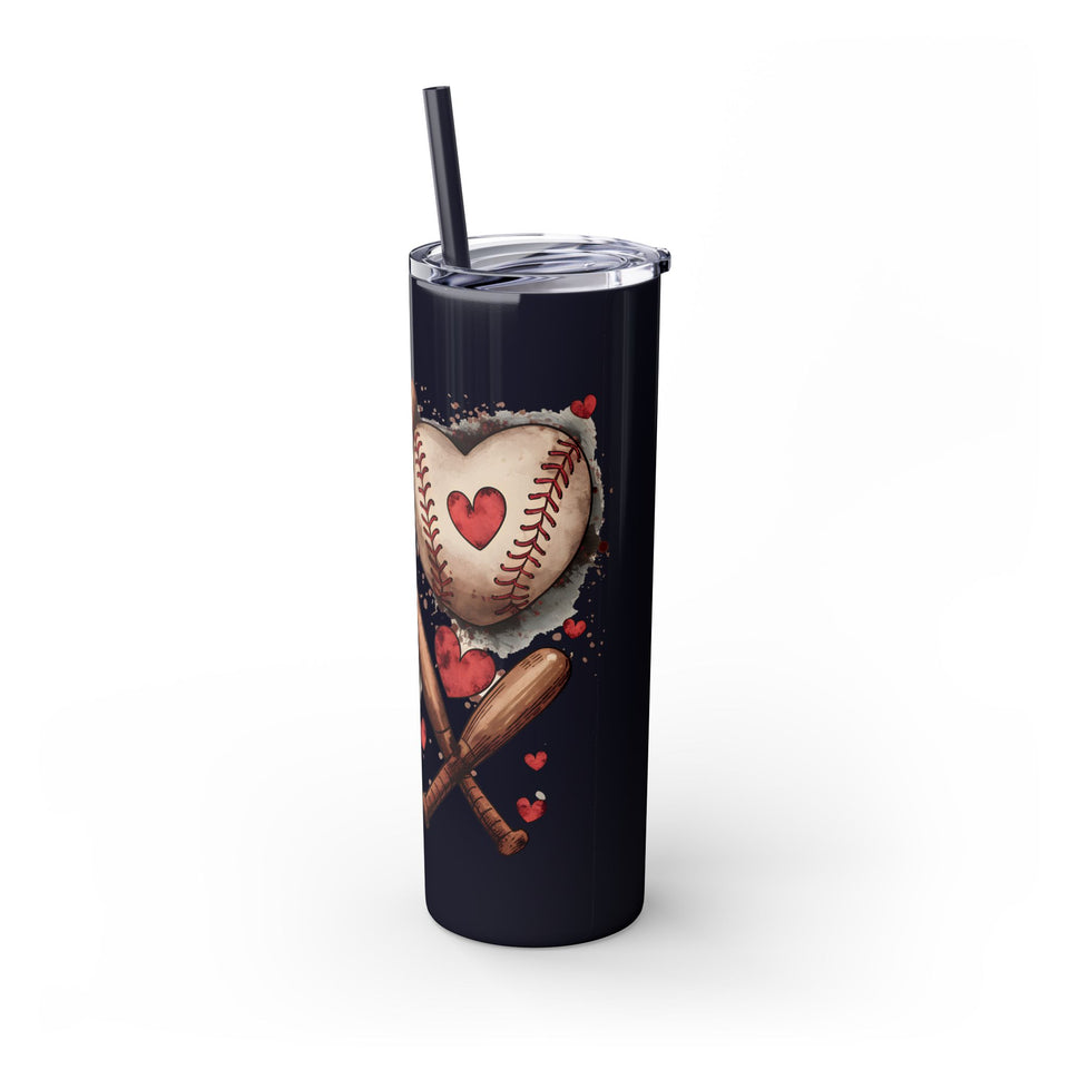 Baseball Love Skinny Tumbler with Straw - 20oz