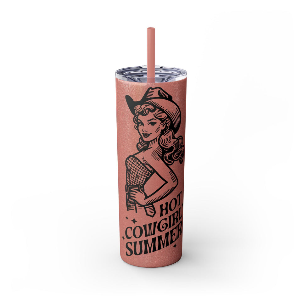 Hot Cowgirl Summer Skinny Tumbler with Straw, 20oz