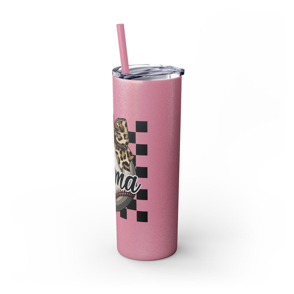 Mama Leopard Print Skinny Tumbler with Straw - 20oz