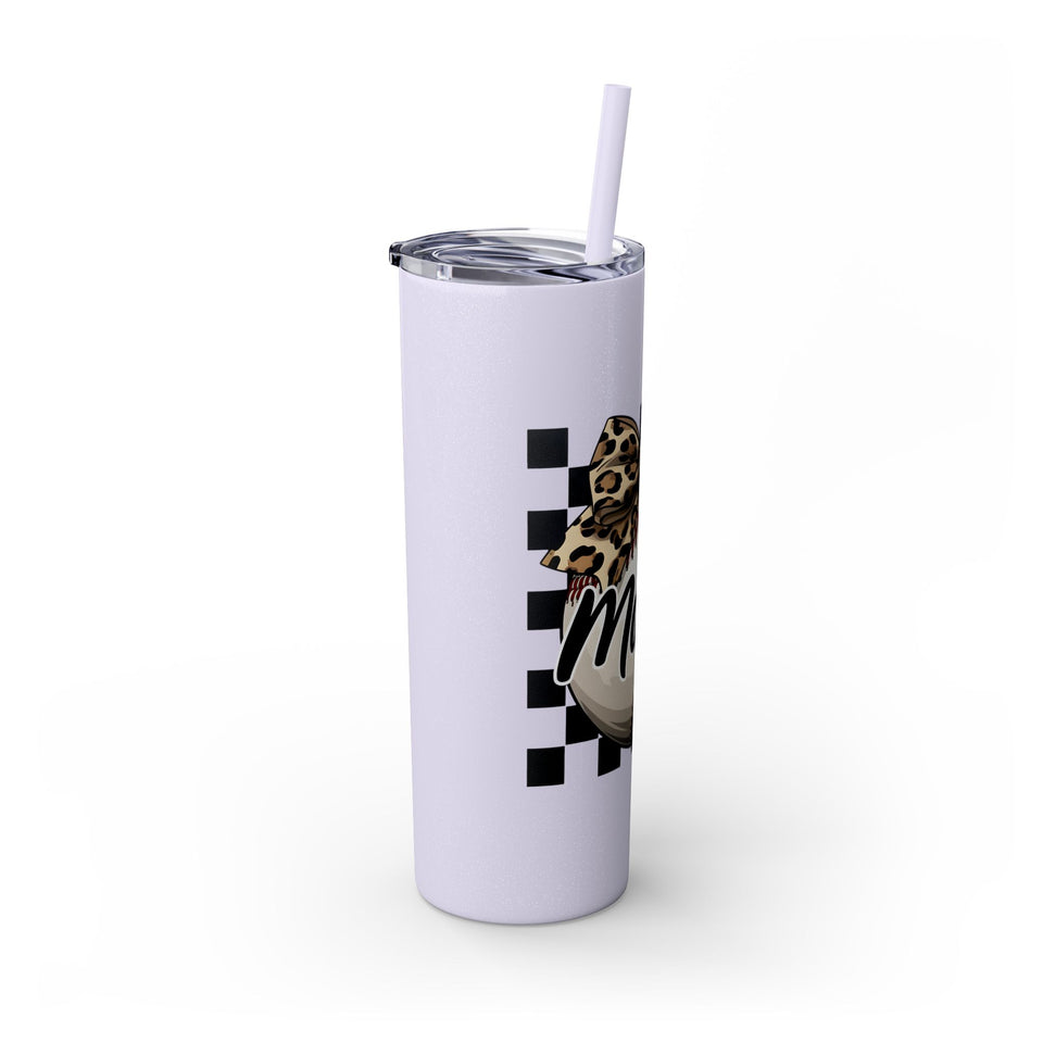 Mama Leopard Print Skinny Tumbler with Straw - 20oz