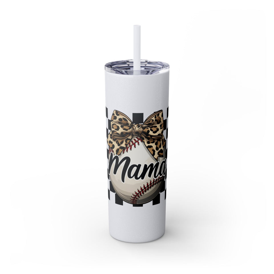 Mama Leopard Print Skinny Tumbler with Straw - 20oz