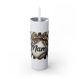 Mama Leopard Print Skinny Tumbler with Straw - 20oz