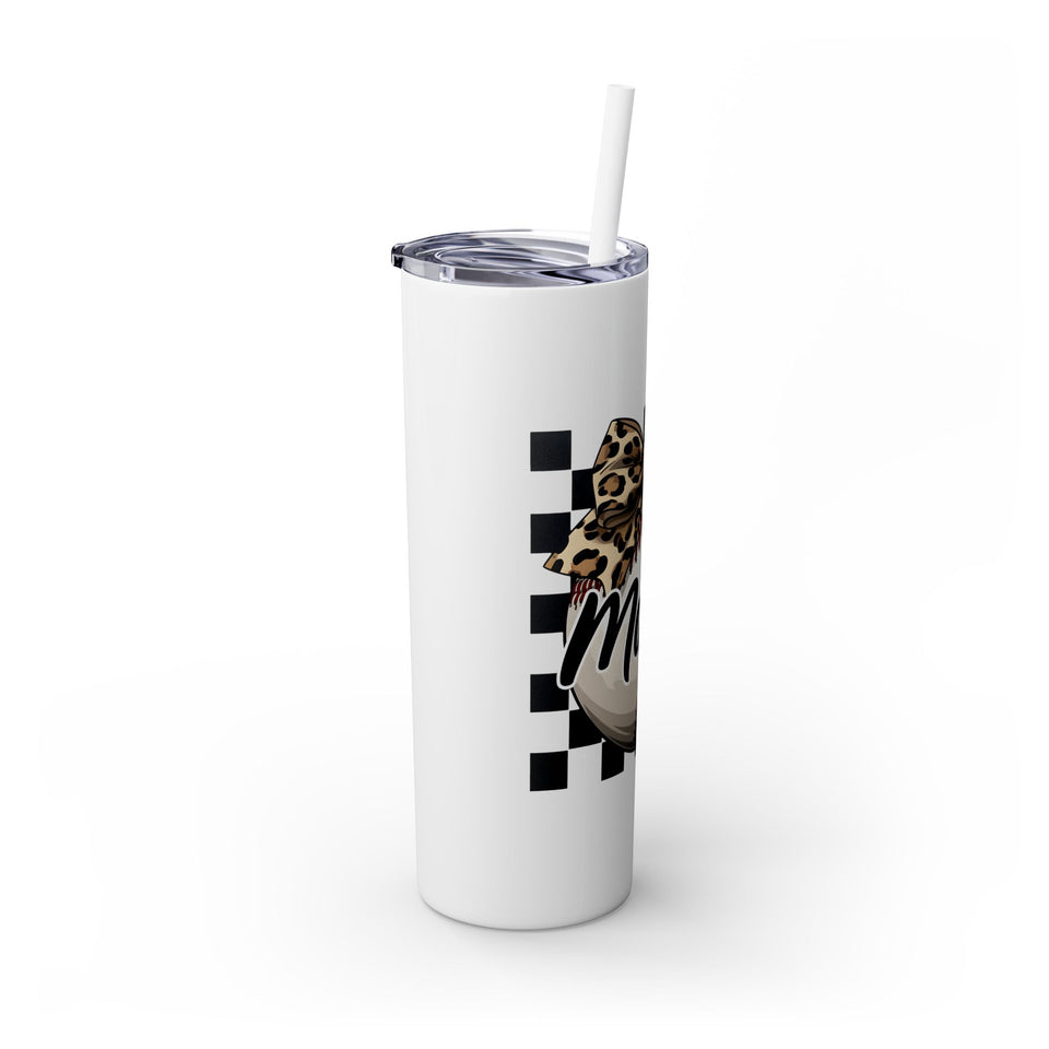 Mama Leopard Print Skinny Tumbler with Straw - 20oz