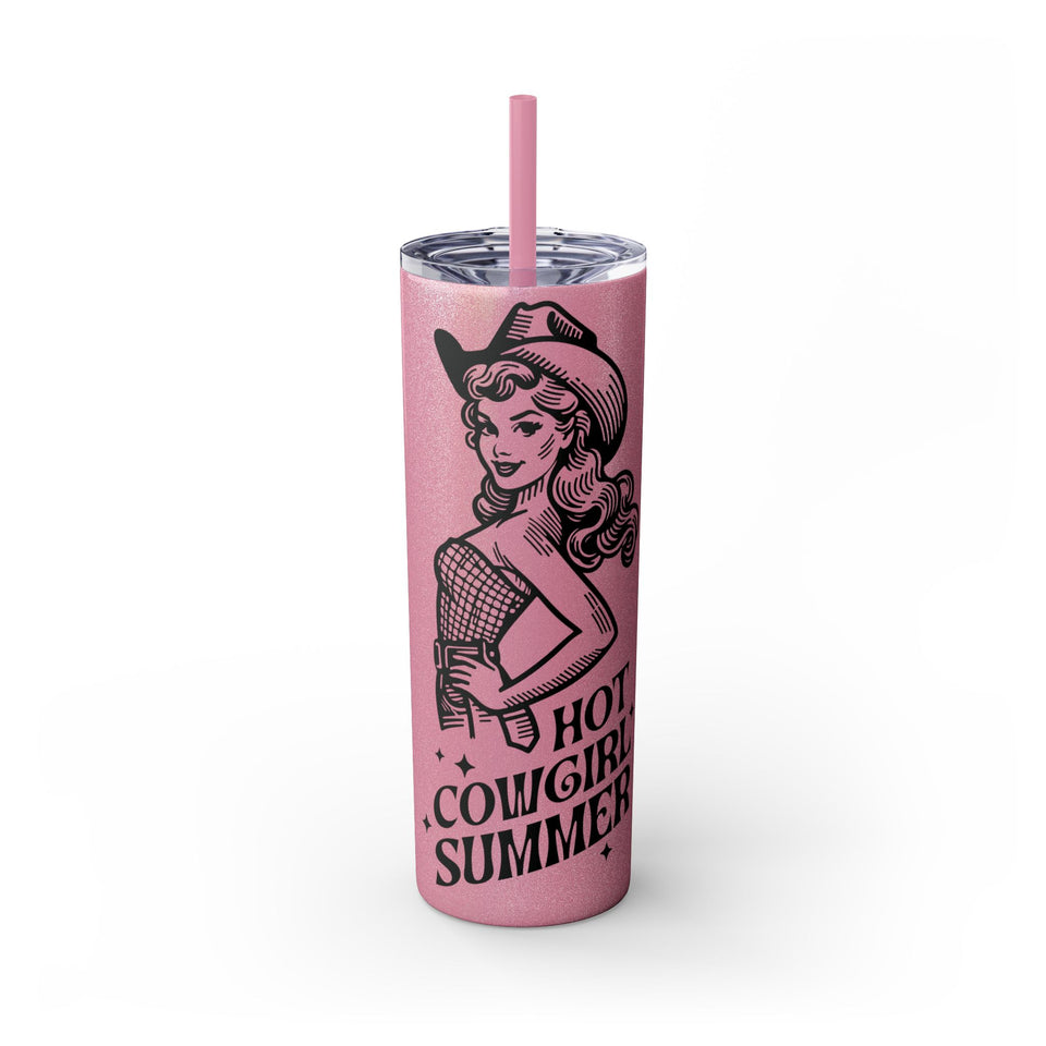 Hot Cowgirl Summer Skinny Tumbler with Straw, 20oz