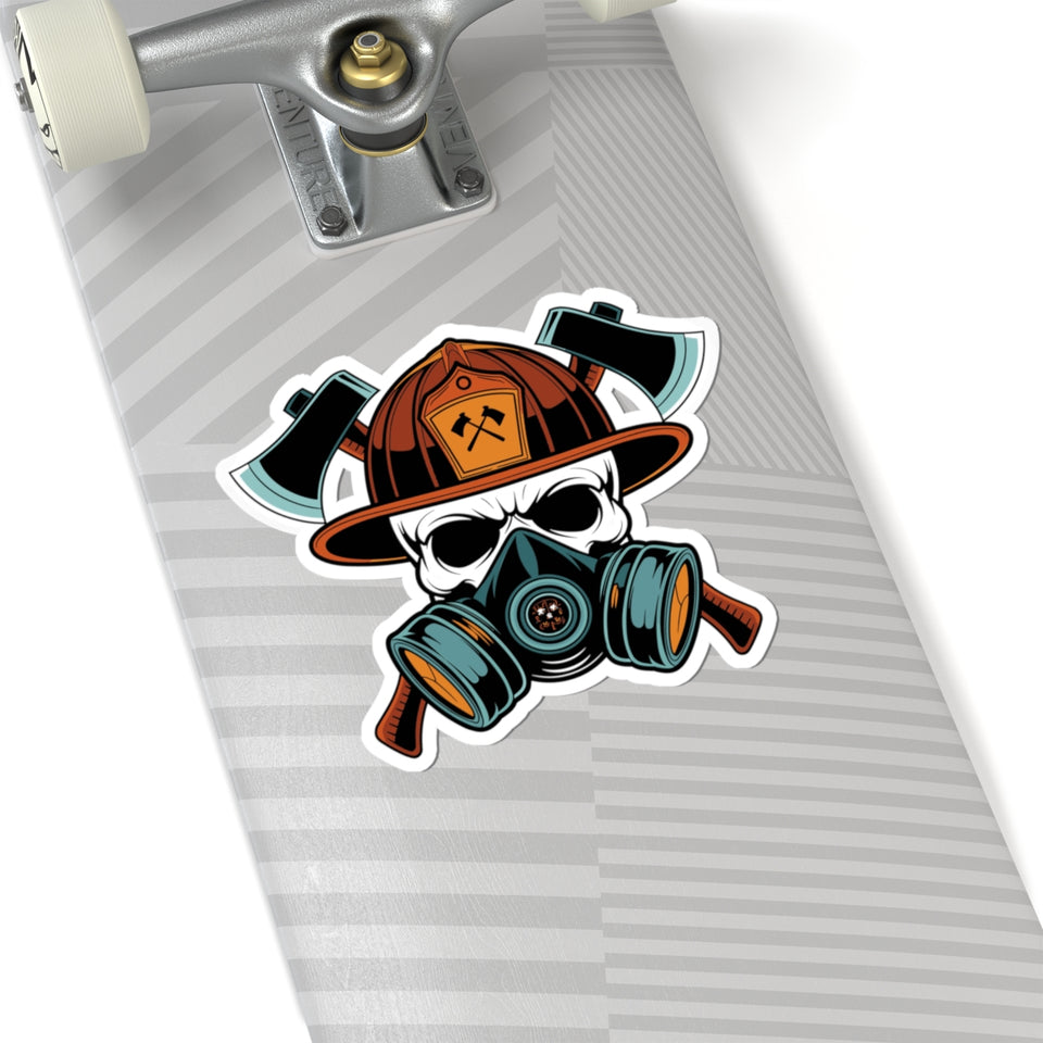 Bold Firefighter Skull Kiss-Cut Stickers - Unique Decals for Outdoor Enthusiasts