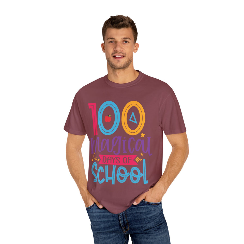 100 Magical Days Of School Unisex Garment-Dyed T-shirt