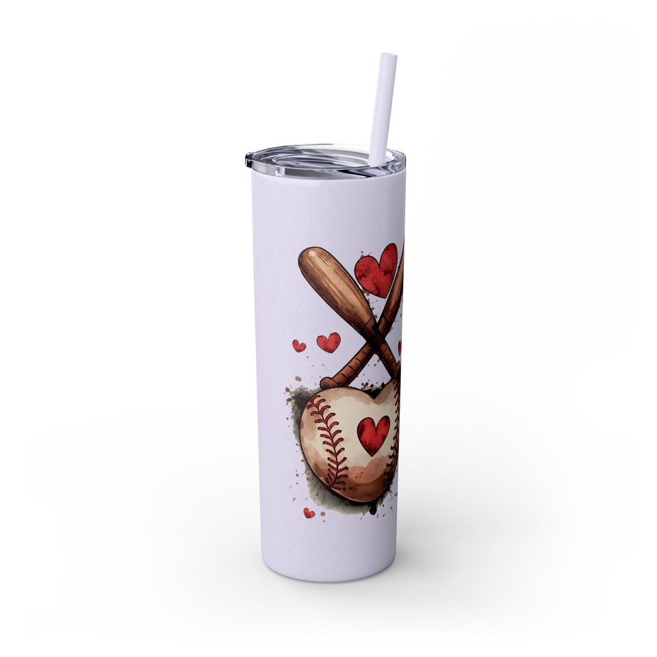 Baseball Love Skinny Tumbler with Straw - 20oz