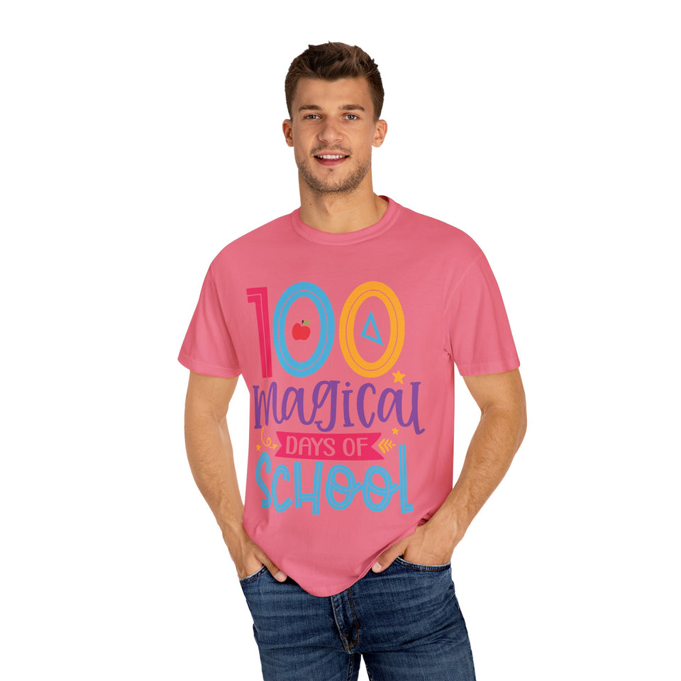 100 Magical Days Of School Unisex Garment-Dyed T-shirt