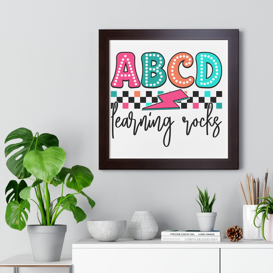 ABCD Learning Rocks Framed Vertical Poster
