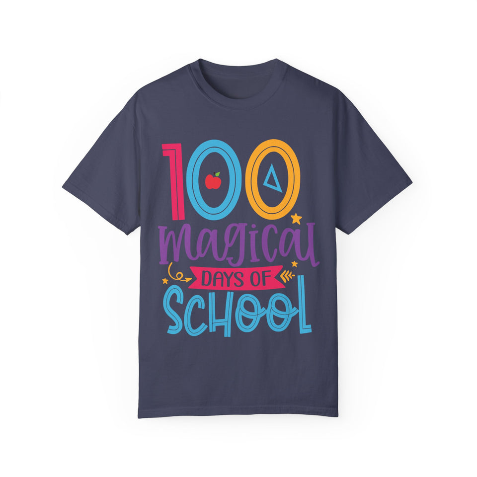100 Magical Days Of School Unisex Garment-Dyed T-shirt