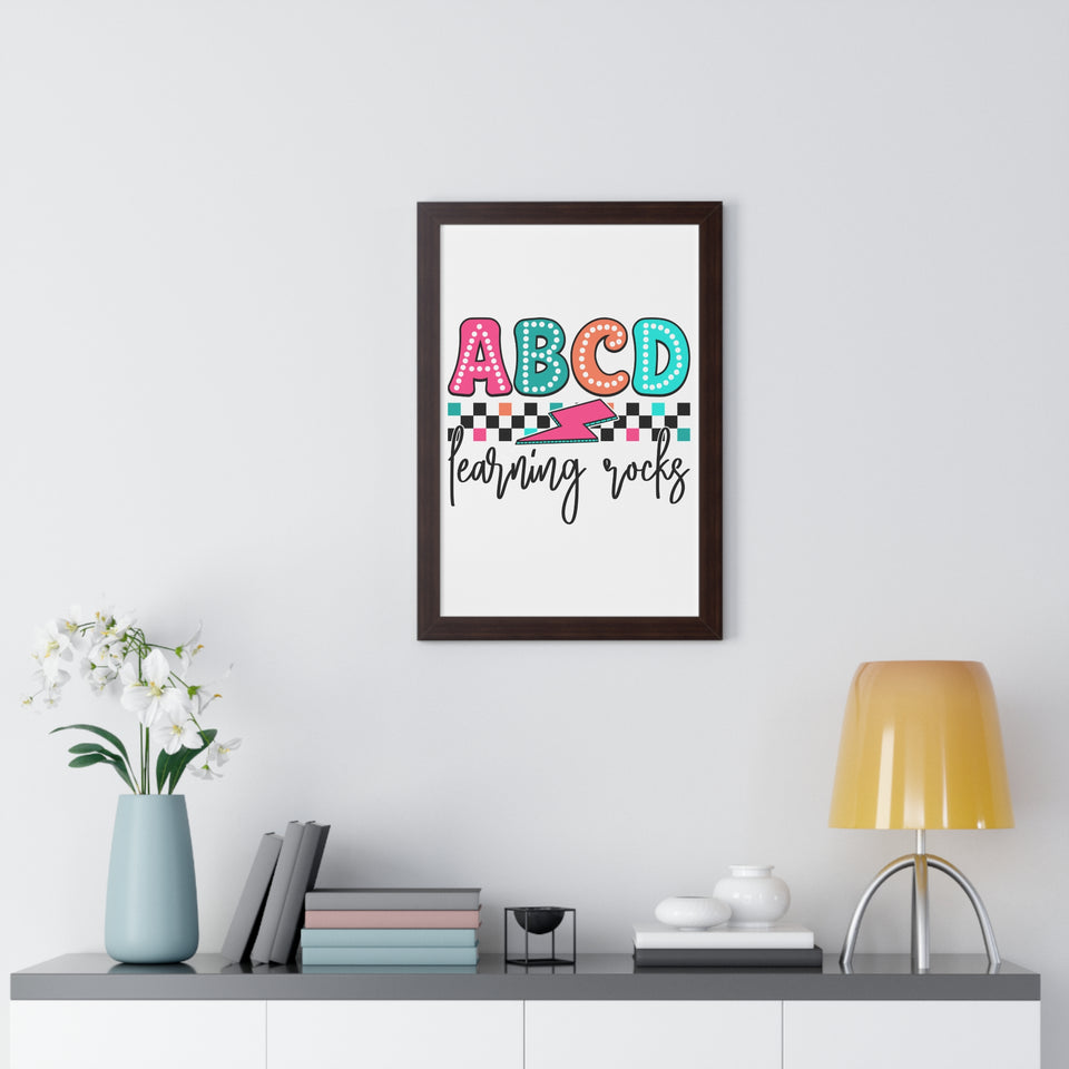 ABCD Learning Rocks Framed Vertical Poster