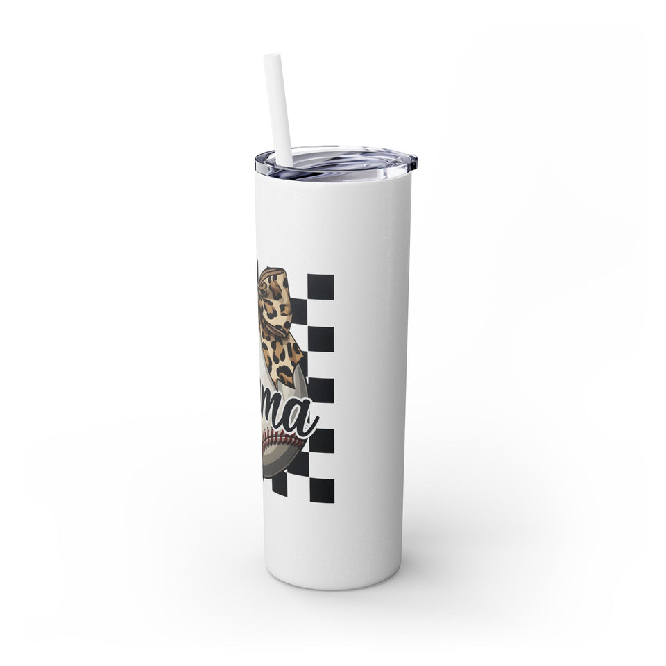 Mama Leopard Print Skinny Tumbler with Straw - 20oz