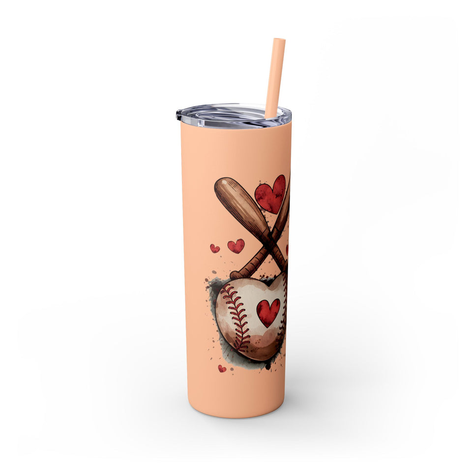 Baseball Love Skinny Tumbler with Straw - 20oz