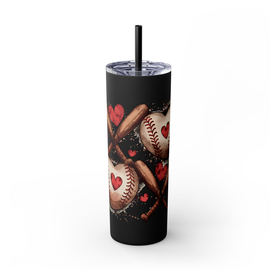 Baseball Love Skinny Tumbler with Straw - 20oz