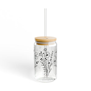 Wild Flower Sipper Glass, 16oz