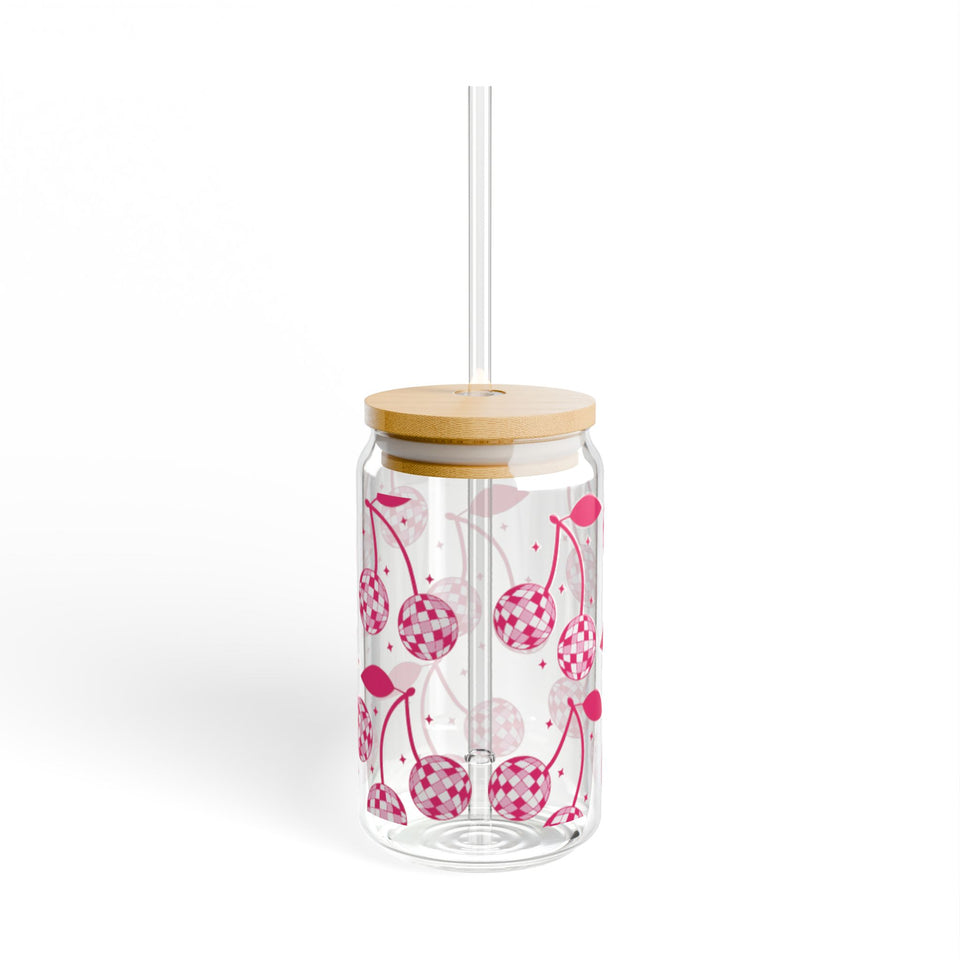 Cherry Disco Balls Sipper Glass, 16oz