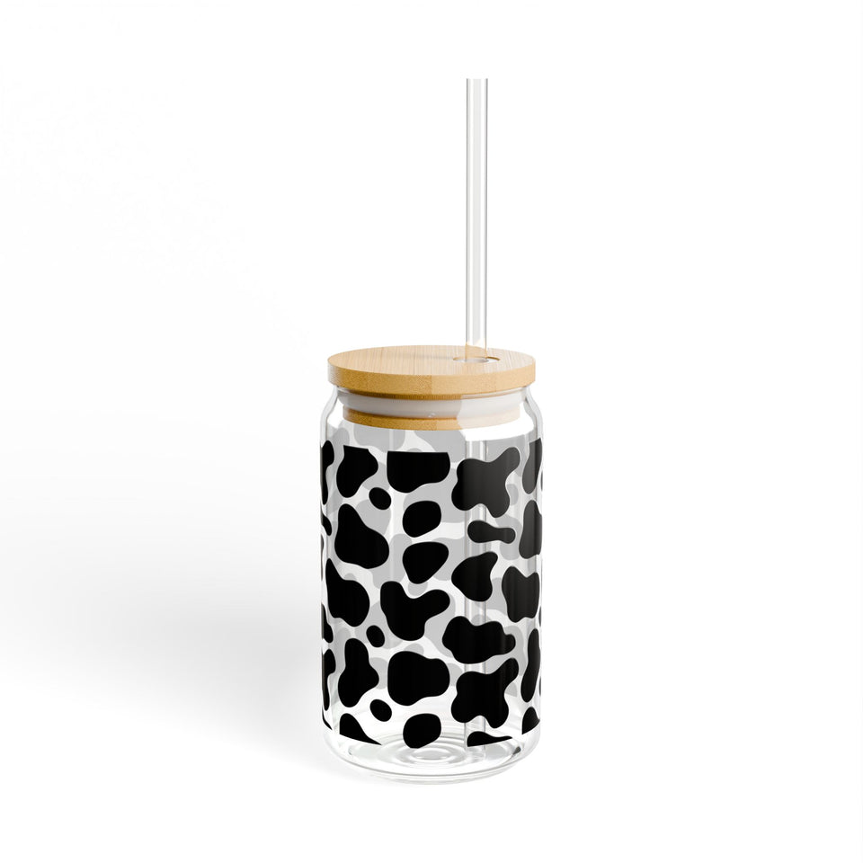 Cow Print Sipper Glass, 16oz