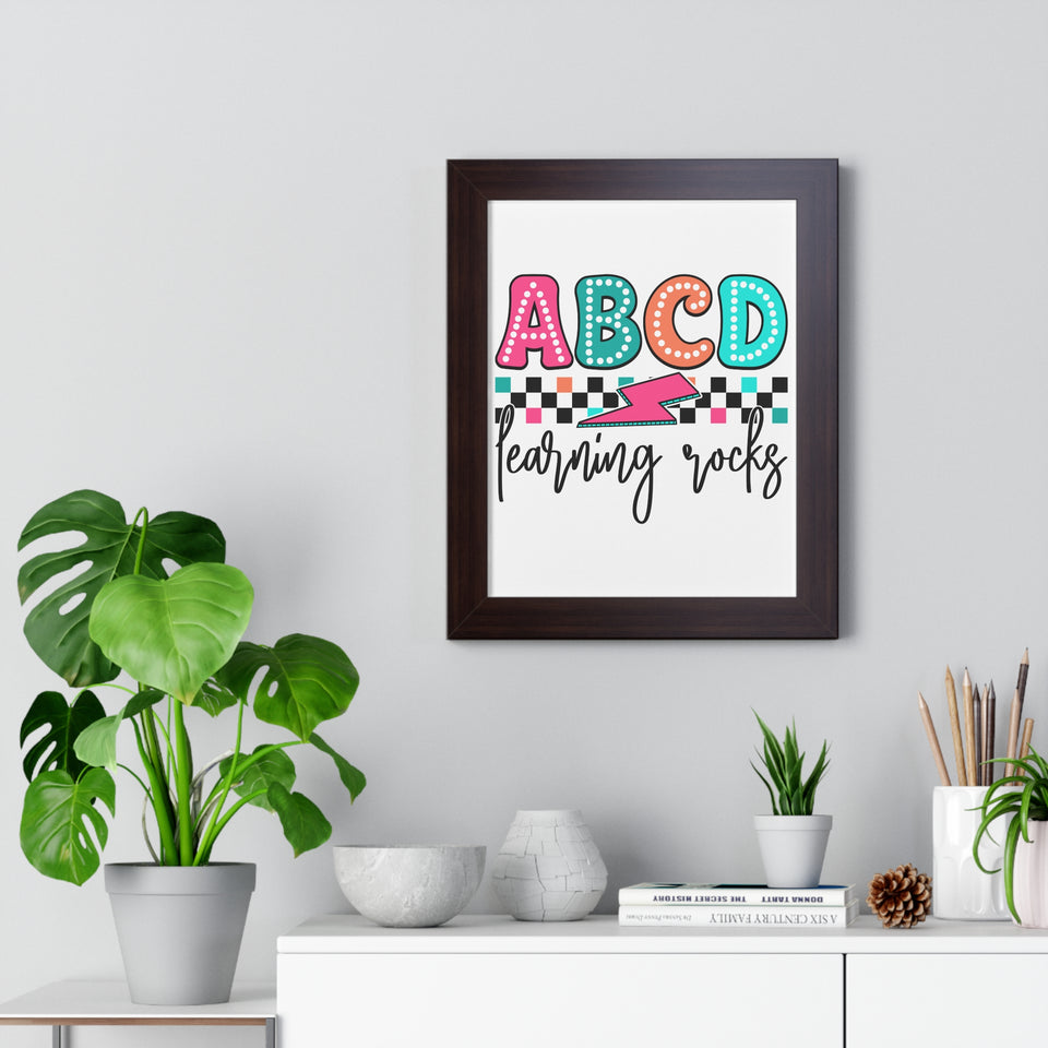 ABCD Learning Rocks Framed Vertical Poster