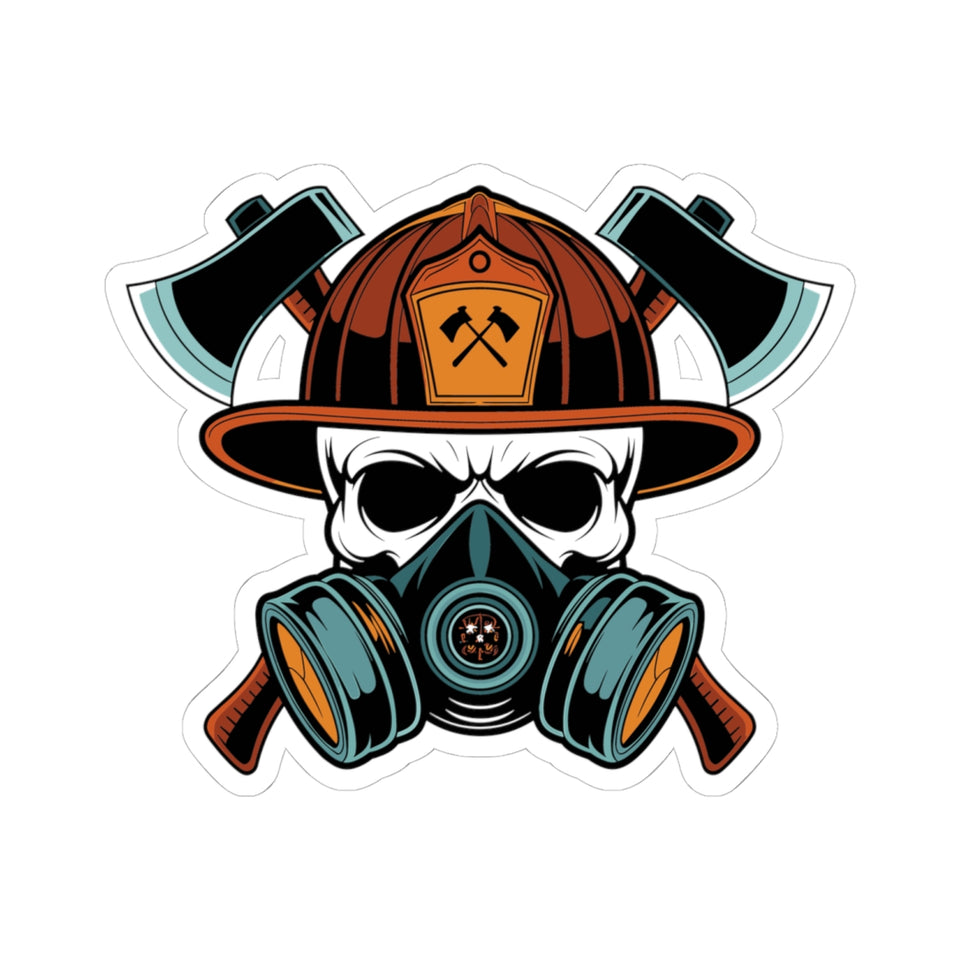 Bold Firefighter Skull Kiss-Cut Stickers - Unique Decals for Outdoor Enthusiasts