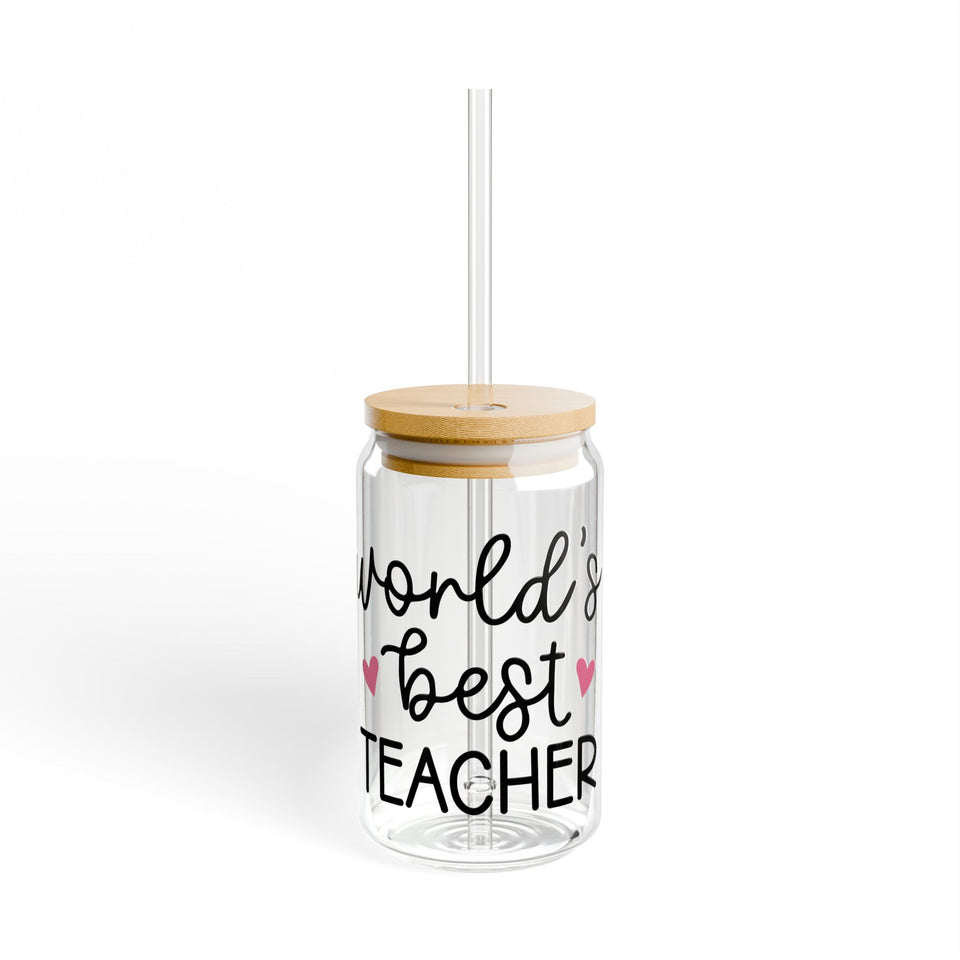 Best Teacher In The World Sipper Glass, 16oz
