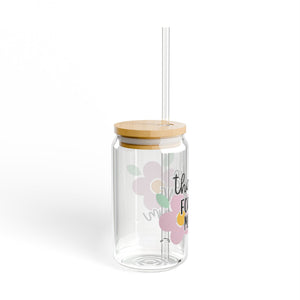 Thanks For Helping Me Bloom Sipper Glass, 16oz