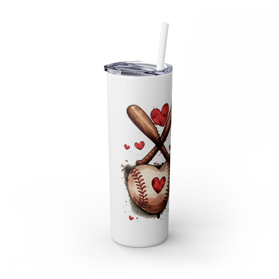 Baseball Love Skinny Tumbler with Straw - 20oz