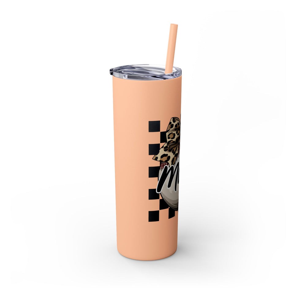 Mama Leopard Print Skinny Tumbler with Straw - 20oz