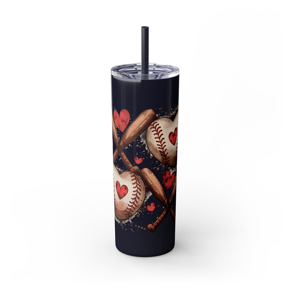 Baseball Love Skinny Tumbler with Straw - 20oz