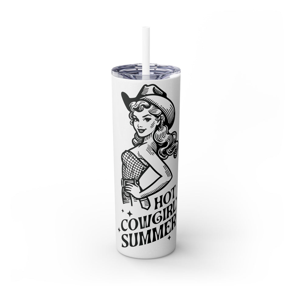 Hot Cowgirl Summer Skinny Tumbler with Straw, 20oz