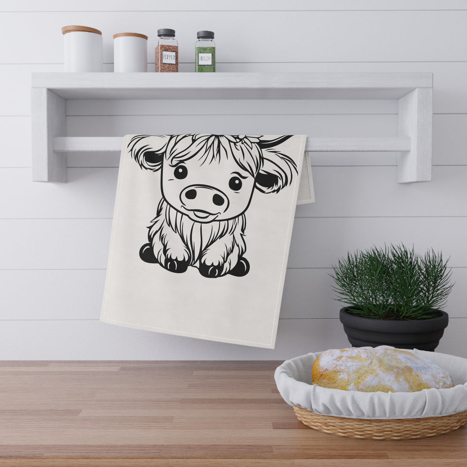 Sunflower Highland Cow Kitchen Towel