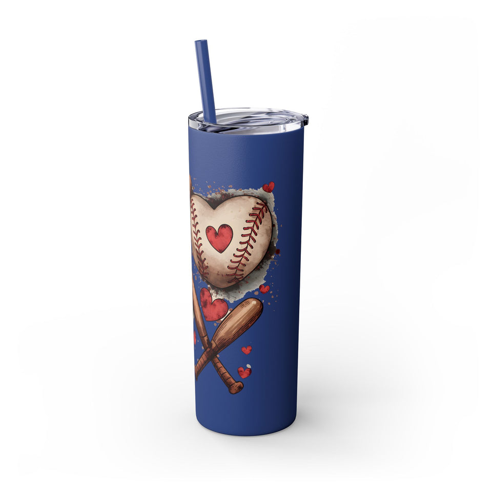 Baseball Love Skinny Tumbler with Straw - 20oz