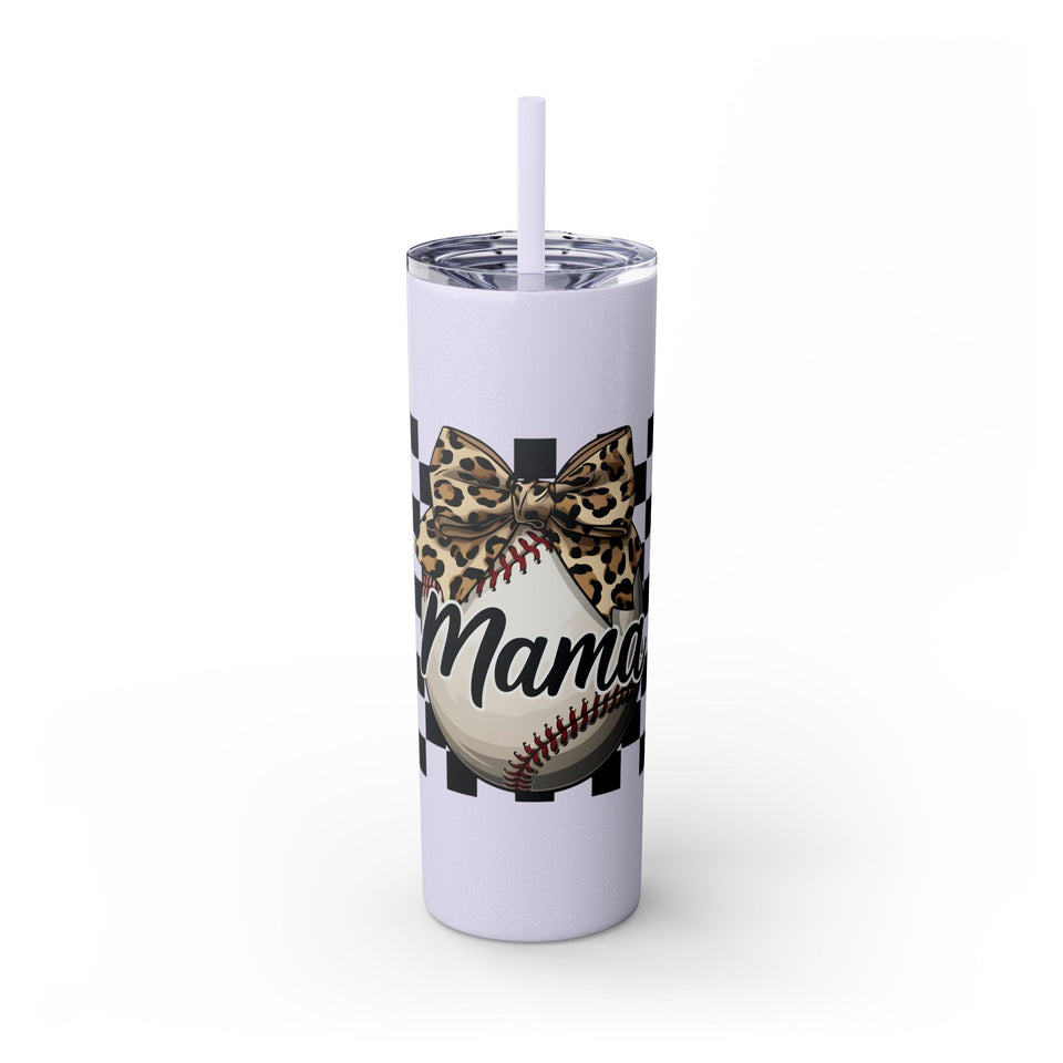 Mama Leopard Print Skinny Tumbler with Straw - 20oz