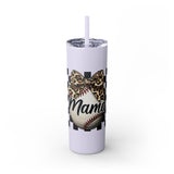 Mama Leopard Print Skinny Tumbler with Straw - 20oz