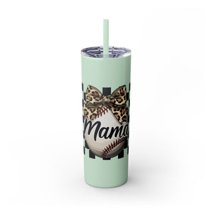 Mama Leopard Print Skinny Tumbler with Straw - 20oz