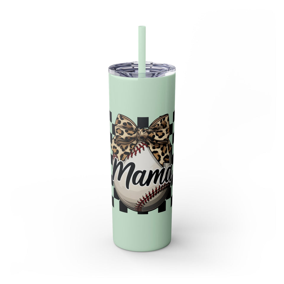 Mama Leopard Print Skinny Tumbler with Straw - 20oz