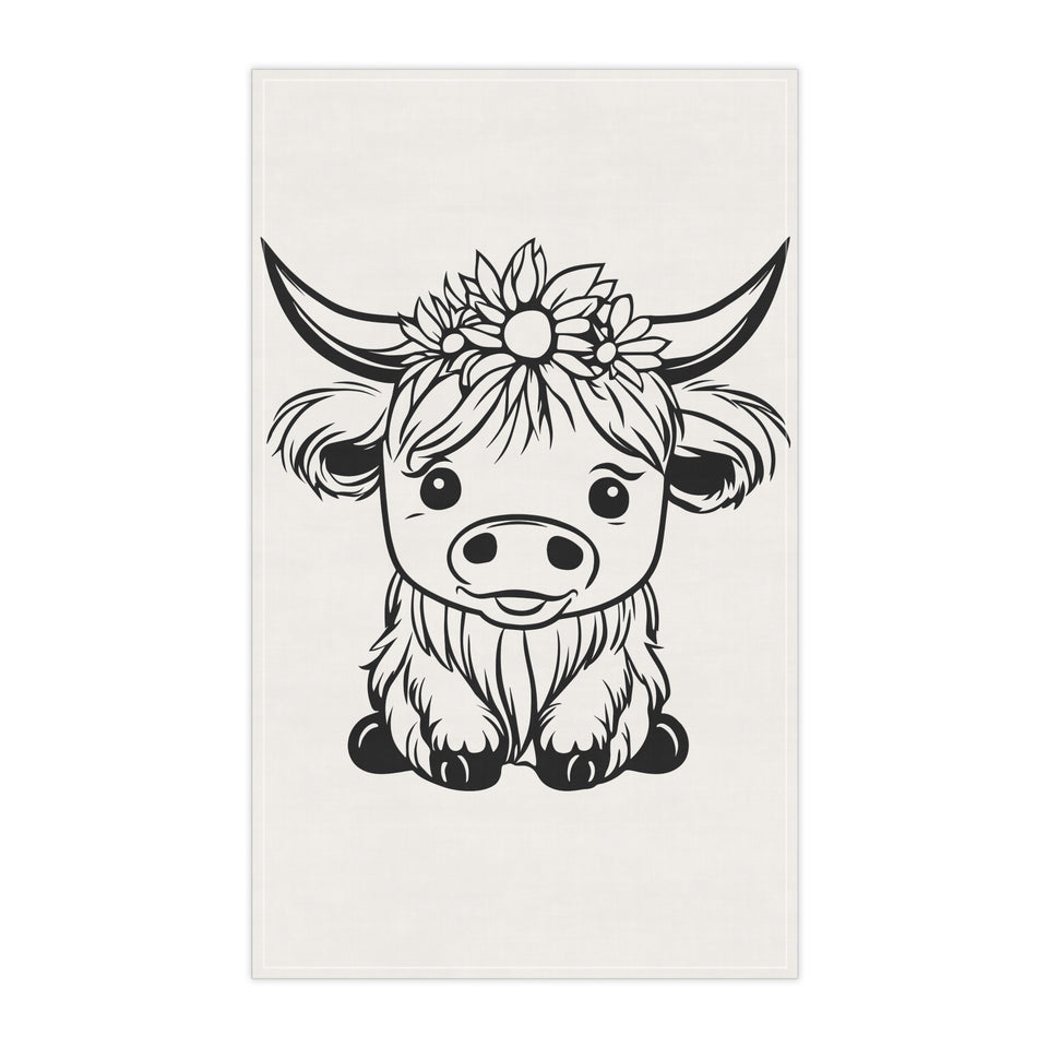 Sunflower Highland Cow Kitchen Towel
