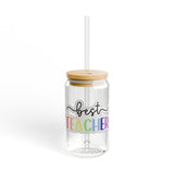 Best Teacher Rainbow Sipper Glass, 16oz