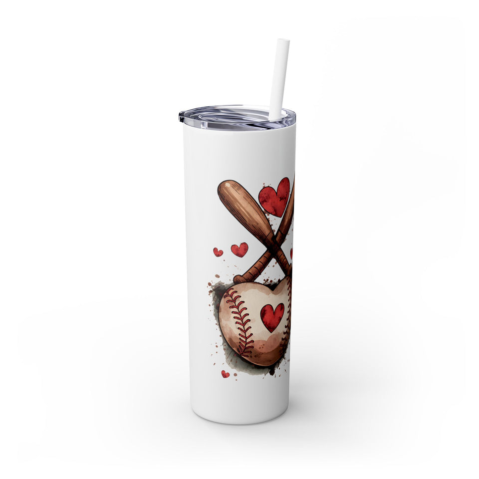 Baseball Love Skinny Tumbler with Straw - 20oz