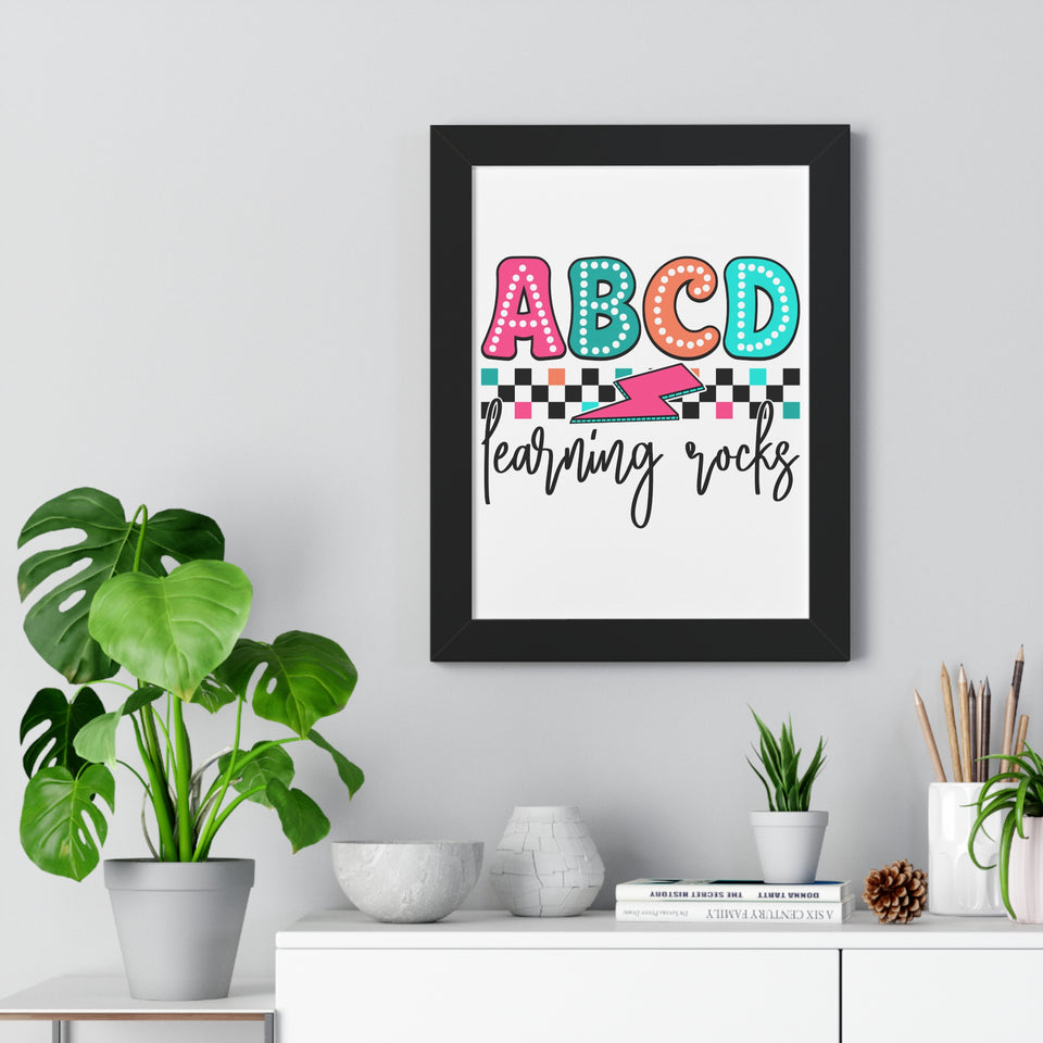 ABCD Learning Rocks Framed Vertical Poster